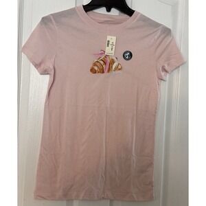Aeropostale Croissant Bow‎ Graphic Tee Pink Woman's Size Medium